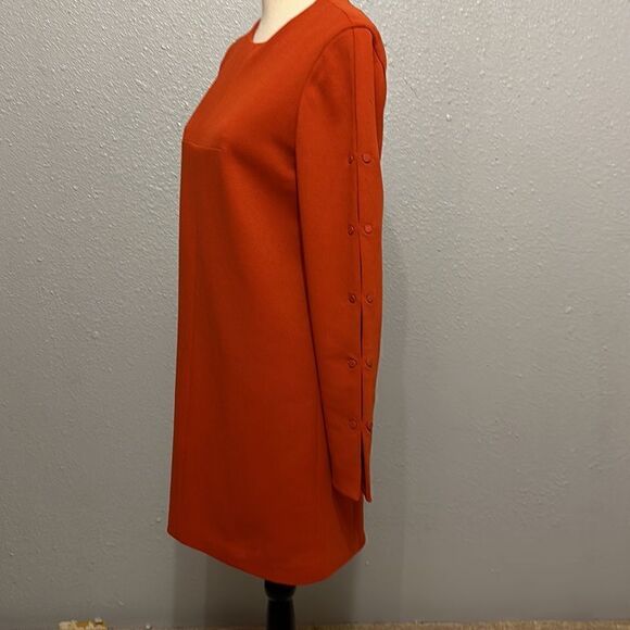 Tibi women’s paprika color button sleeves crepe shift mini dress size 2 - Picture 3 of 11